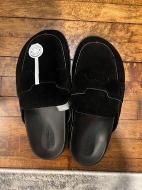 Designer inspired Black Suede Slide Loafers